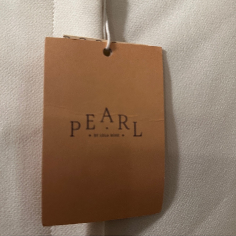 NWT Pearl By Lela Rose Women’s Cream Wide Leg Pants with Contrast Zipper Pleat - Picture 3 of 8